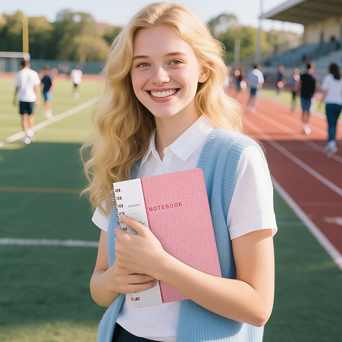 Lined Spiral Notebook College Ruled A5 Journal Book for Note Taking, 160 Pages Writing Journal for Office and Home School Supplies 5.75 x 8.125 inch (6pack-3Reefblue/3Pink)