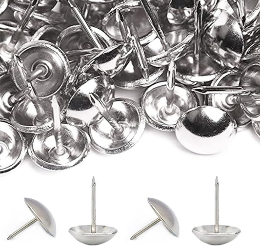 500Pcs Upholstery Tacks, BetterJonny Decorative Furniture Nails Pins Sliver Metal Thumb Tacks for Upholstered Furniture Cork Board, Home Decor(17X11MM)