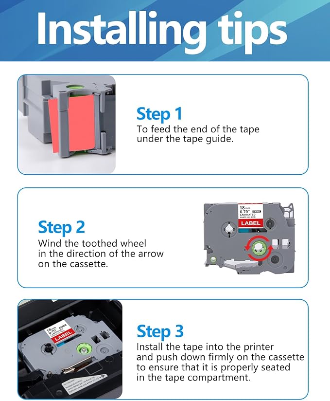 Weemay 3 Pack TZe445 18mm White on Red Laminated Label Tape Compatible with Brother Label Maker Tape TZe-445 TZe 445 TZ-445 TZ445 for PT-D400AD PT-D610BT PT-D600 PT-D410 Printer, 0.7" x 26.2'