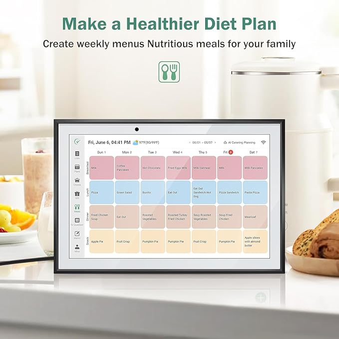 10.1" WiFi Smart Digital Calendar Two - Way Sync with Phones,Chore Charts,Achievement Rewards,AI Meal Planning,Smart Touchscreen Interactive Display for Family Schedules and Cloud Photo