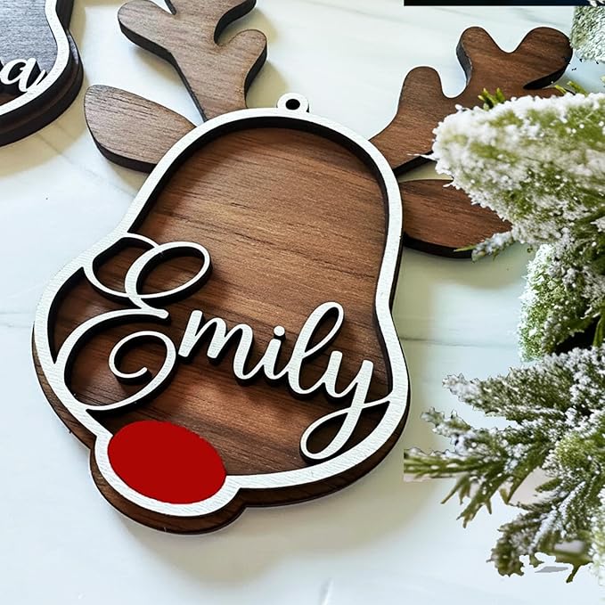Personalized Christmas Ornaments with Name,Wooden Christmas Tree Ornaments 2025 with Custom Family Name for Kids Adults,Xmas Ornaments for Christmas Tree Gifts (05-Christmas Tree Ornaments)