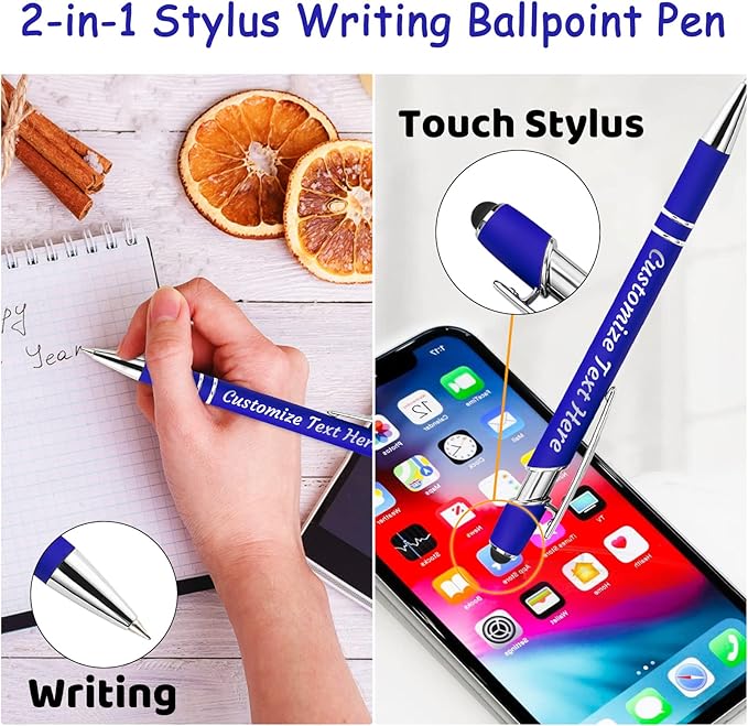 Personalized Pens Bulk 150 with Name Custom Engraving Ballpoint Pens with Stylus Tip Customized Smooth Writing Pens Personalized Gifts for Anniversary Birthday or Graduation(Purlpe,Black Ink)