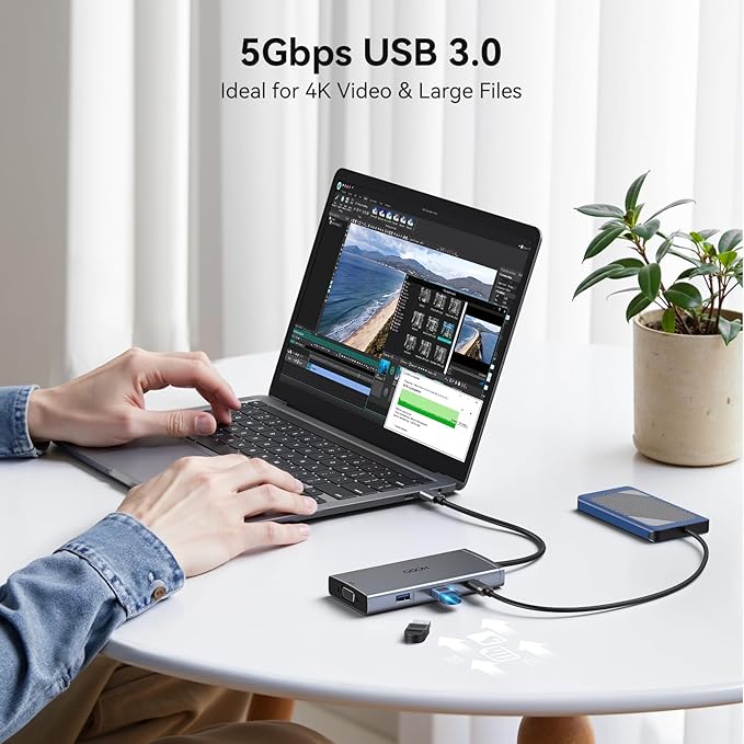 USB C Docking Station Dual Monitor Adapter for Dell HP, Laptop Docking Station 3 Monitors Quad Display USB C Hub Dongle to 2 HDMI,DP,VGA,3 USB,PD,100W PD,Ethernet, 9 in 1 Thunderbolt Dock for Surface