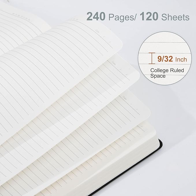 COMIX B5 Lined Journal Notebooks, 240 Pages, 6.9 x 9.8 Inches, Black, Hardcover Journaling Notebooks for Men & Women- Fits for Office, Business, School, Notes Taking & Writing