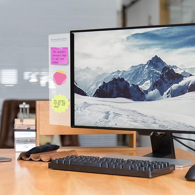 Office Desk Accessories 2pcs Multifunction Computer Monitor Memo Board - Office Supplies for Women Men Computer Sticky Note Holder Home Decor (Smooth Monitor Memo Board)