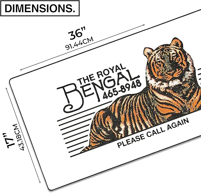 MPCO. OZGMX Large Gaming Desk Pad - 36" x 17" Duraglyde Fabric Royal Bengal Original Desk Mats - Non-Slip, Washable, Smooth Glide for Precision Gaming & Work