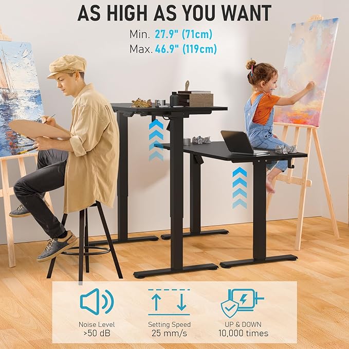 48 * 24 Electric Standing Desk, Adjustable Height Sit Stand Up Desk, Motorized Home Office Computer Gaming Workstation Desk