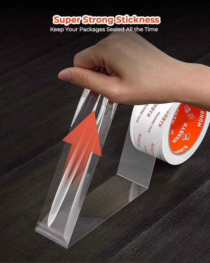 MUNBYN Packing Tape, Heavy Duty Shipping Tape with Total 720 Yards, 2.7mil, 1.88" *60 Yard(Per Rolls) Great for Shipping Packing Moving Mailing Office Storage, Clear Tape Refill for Dispenser