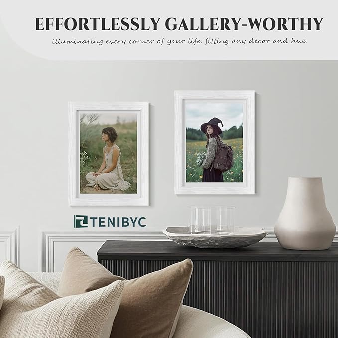 9x12 Picture Frame 4 Pack - White Solid Wood Poster Photo Frame - Tempered Glass - Woodgrain Series - Room, Office, Gallery, Studio Display - Tabletop & Wall Hanging