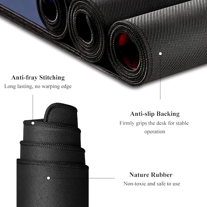 Desk Mat, 32" x 12" XXL Extended Large Gaming Mouse Pad, Desktop Decor Desk Pad, Cute Men Women Office Supplies and Accessories, XL Mouse Mat for Laptop & Keyboard, Black Flower