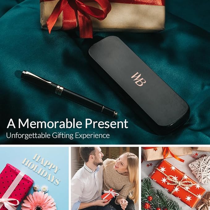 Wordsworth & Black Fountain Pen Set, Luxury Bamboo Wood - Extra Fine Nib, Gift Case; Includes 6 Ink Cartridges, Ink Refill Converter -Journaling, Calligraphy; Drawing, Smooth Writing [Black Wood]