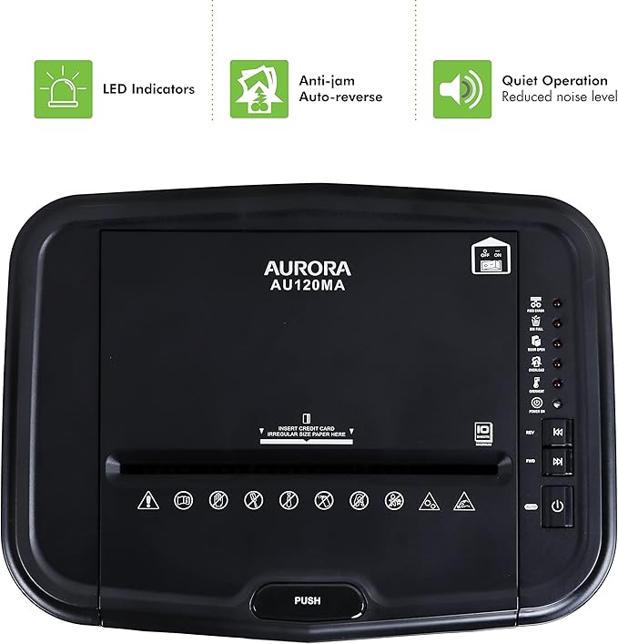 Aurora AU120MA 120-Sheet Auto Feed High Security Micro-Cut Paper Shredder / 30 Minutes (Black)