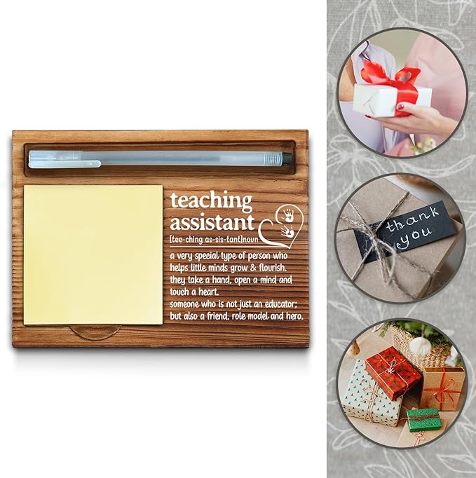 Teaching Assistant Sticky Note Holder, Office Decor, Thank You Appreciation Gifts for Women, Self-Stick Note Pad Holders WPP20