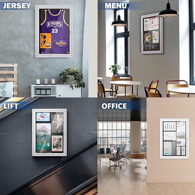 SWANCROWN Outdoor Bulletin Board Weatherproof 36x24in, Enclosed Bulletin Board with Locking Door Wall Display Case for Office School Commerce Show, Black Felt, Sliver Aluminum Frame