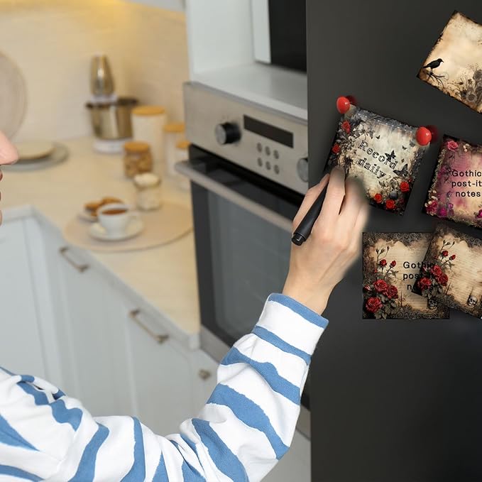 16 Pieces Halloween Gothic Style Sticky Notes Self-Adhesive Gothic Style Design Note Pads Gothic Style Sticky Memo Notes for School Office Home Supplies Students Teachers Gift