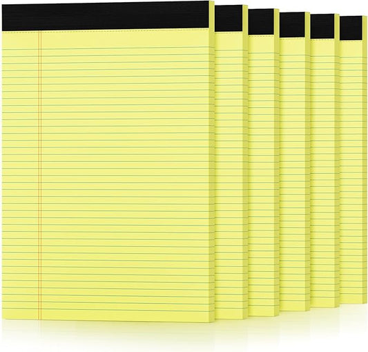 6 Pack Yellow Legal Pads 8.5 x 11 College Ruled Lined Writing Note Pads 8.5 x 11 Narrow Ruled Yellow Paper Pads 8.5 x 11 Legal Pad 8.5 x 11 Pads of Paper 30 Sheets Writing Pad Legal Notepads 8.5 x 11