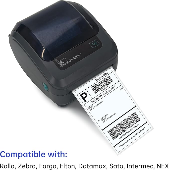 L LIKED 2500 Fanfold 4" x 6" Direct Thermal Labels, with Perforated line for Thermal Printers - Compatible with Zebra & Rollo Printer (4" x 6" - 2500 Labels)