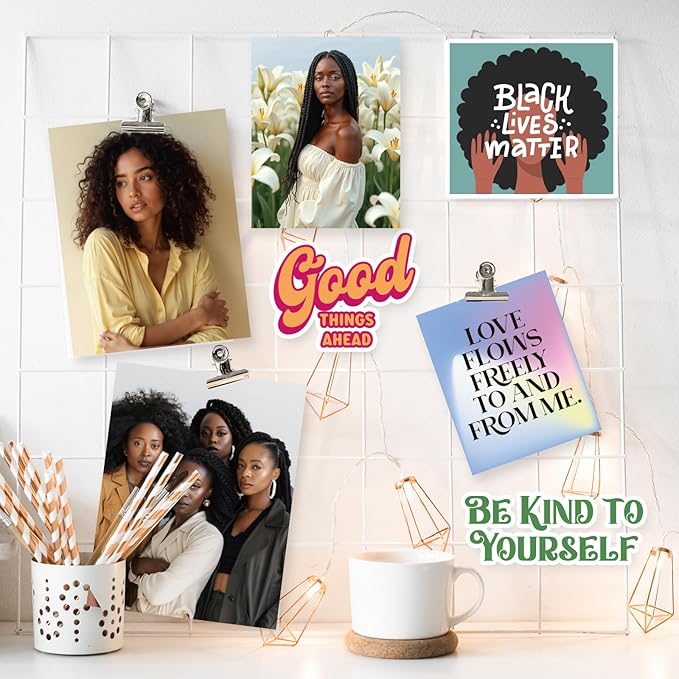 EggSun Vision Board Supplies with 1200+ Images & Quotes Collage Magazine Book, Wall Clip Art Scrapbook Journal Kit for Vision Board Making Beginners Women Men Teen Girls Room Decors (Black Women)