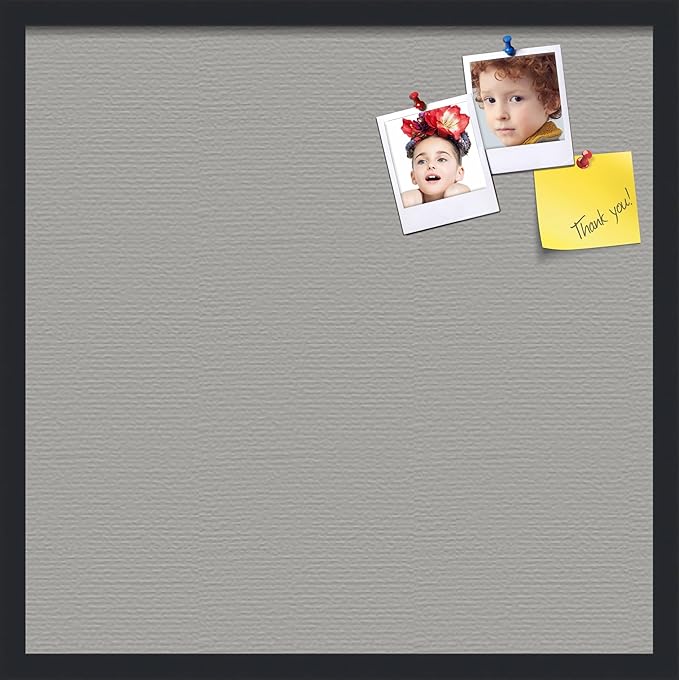 PinPix 24x24 Inch Cork Bulletin Board. This Decorative Framed Pin Board Comes with Dark Stone Design and a Satin Black Frame. Ideal for Home Office Decor or Message Board (PinPix-1808)