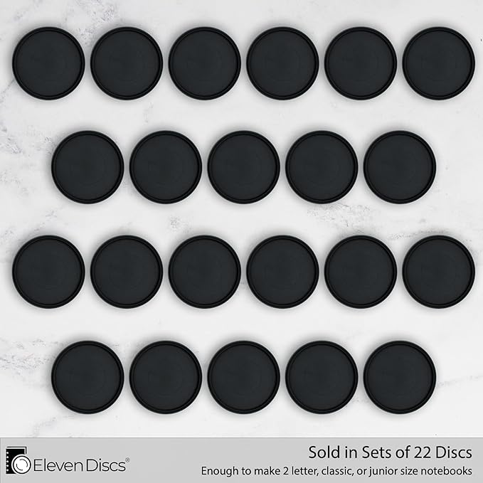 1½-Inch Black Discbound Expansion Discs for Custom Notebook and Planner for Circa - Exclusively Compatible, Not for Arc or TUL (Set of 22)