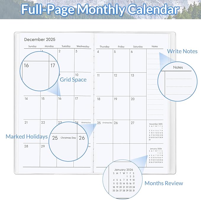 Pocket Calendar 2026-2027, Monthly Planner 2025-2027 - 3.7" x 6.7" - Runs from July 2025 Until December 2027, 2026 Pocket Calendar with PVC Cover for Organizing & Planning