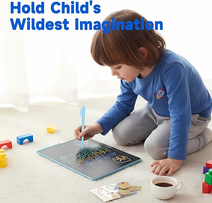 LCD Writing Tablet for Kids - 16 inch Colorful Doodle Board Drawing Pad Christmas Birthday Gifts School Supplies Educational Learning Toys for Boys Girls Age 3-8 (Blue)