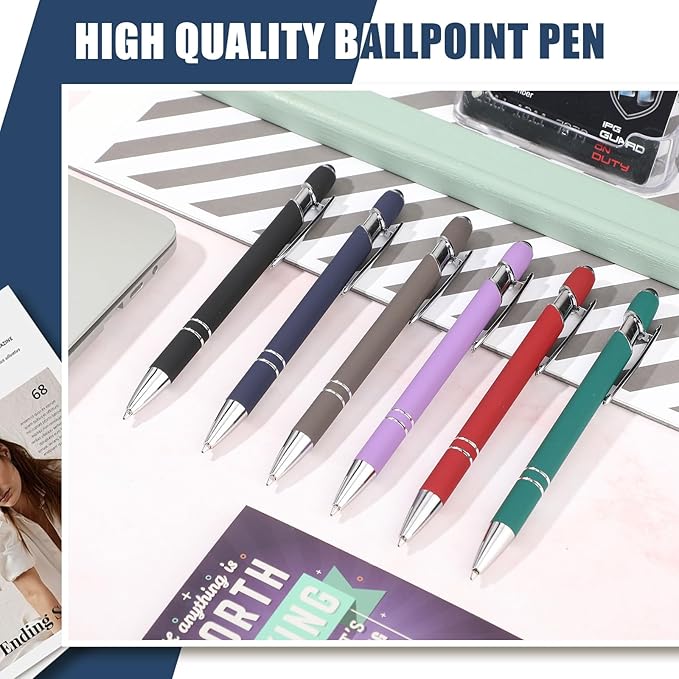 Leinuosen 72 Pcs Ballpoint Pen with Stylus Tip 1.0 mm/ 0.04 Inch Black Ink Metal Stylus Pen for Touch Screens 2 in 1 Stylus Ballpoint