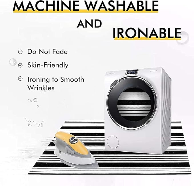 OJIA Black and White Outdoor Rug 4x6 ft Cotton Woven Patio Rug Machine Washable Front Door Mat Indoor/Outdoor Area Rugs Floor Mat for Farmhouse/Front Porch/Lawn/Living Room