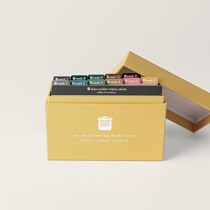 Meal Planner with 72 Photo Recipe Cards (Slow Cooker) - Weekly Menu Planner | Recipe Box | 12 Reusable Grocery Lists | 5 Blank Cards | Card Protectors | Easy Recipe Ideas with Pictures