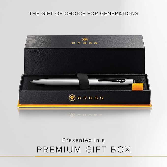 Cross Click Refillable Rollerball Pen Presented in a Everyday Gift Box -Medium Point, Black Ink, Chrome & Black