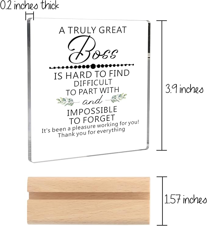 Best Boss Gifts for Women Men, Boss Lady Gifts Boss Birthday Gifts for Women Appreciation Gifts Christmas Retirement Farewell Gifts for Boss Clear Desk Decorative Sign for Boss Office Decor