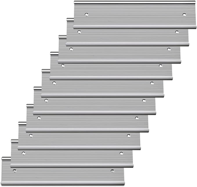 10 Pack 2” x 10” Aluminum Name Plate Holders for Door or Wall, Office Wall Mount Name Plate Holder with Textured Design and Double Sided Tape, for Office, Business, Meeting Room (Silver)