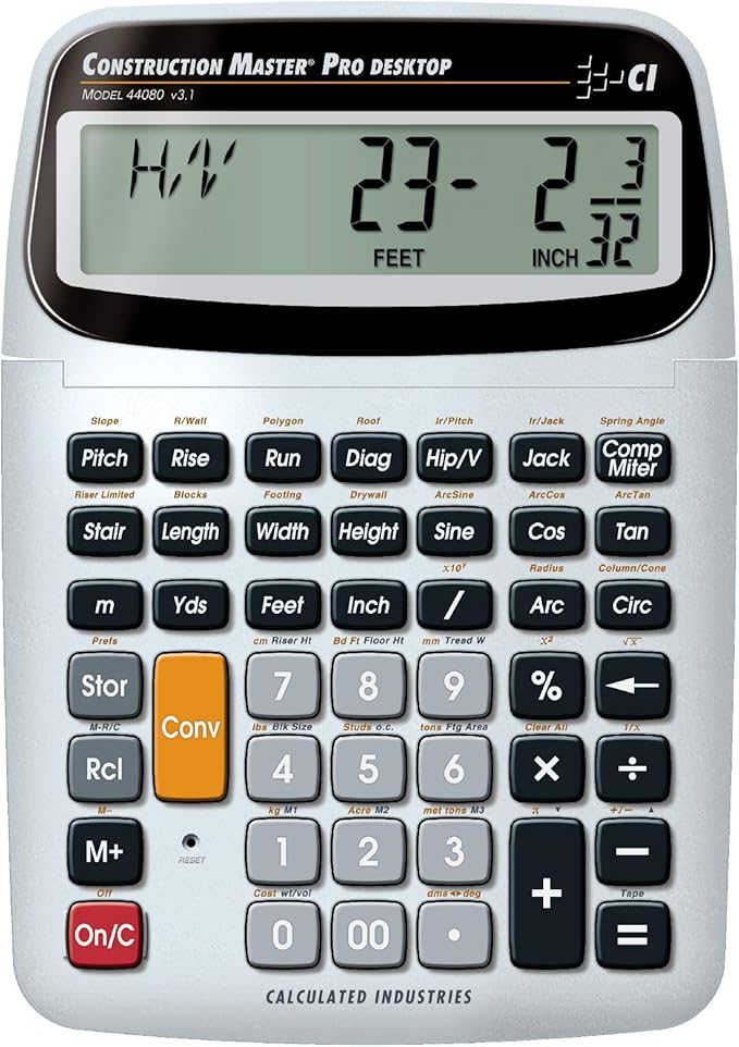 Calculated Industries 4065 Construction Master ProCalculator & 44080 Construction Master Pro-Desktop Advanced Construction Math Feet-Inch-Fraction Calculator with Trig Tool