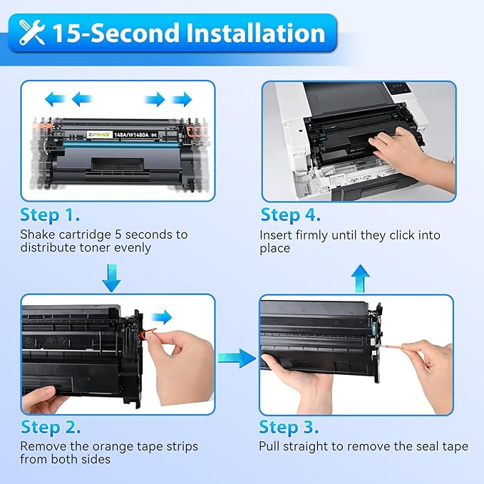 ZIPRINT 148A Toner Cartridge (with Chip) Compatible Replacement for HP 148A 148X W1480A W1480X for Laserjet Pro MFP 4101fdw 4101fdn 4001dw 4001dn 4001n Printer (2 Pack)
