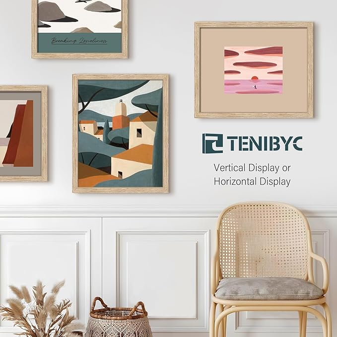 16x20 Oak Poster Frame with HD Glass - 3pk, Natural Wood Picture Frame, Wall Gallery Frame