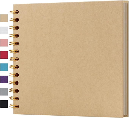 potricher 7 x 7 Inch DIY Scrapbook Album 40 Pages Hardcover Kraft Paper Scrap Book Photo Albums Memory Book for Wedding and Anniversary Family (Yellow, 7 Inch)