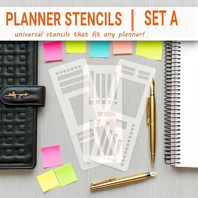 Handmade Flexible Record Template, Planner Stencil Set Compatible with Coils Discs and Rings, Flexible Drawing and Checklist Templates, Set of 3 Pack (B)