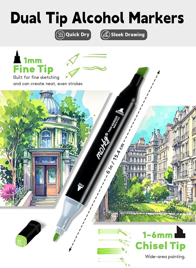 262 Colors Alcohol Markers with Free App, Chisel & Fine Tip Alcohol-Based Marker Set for Adults Kids, Dual Tip Artist Markers for Drawing, Coloring Illustration, Painting and Great Gift Idea