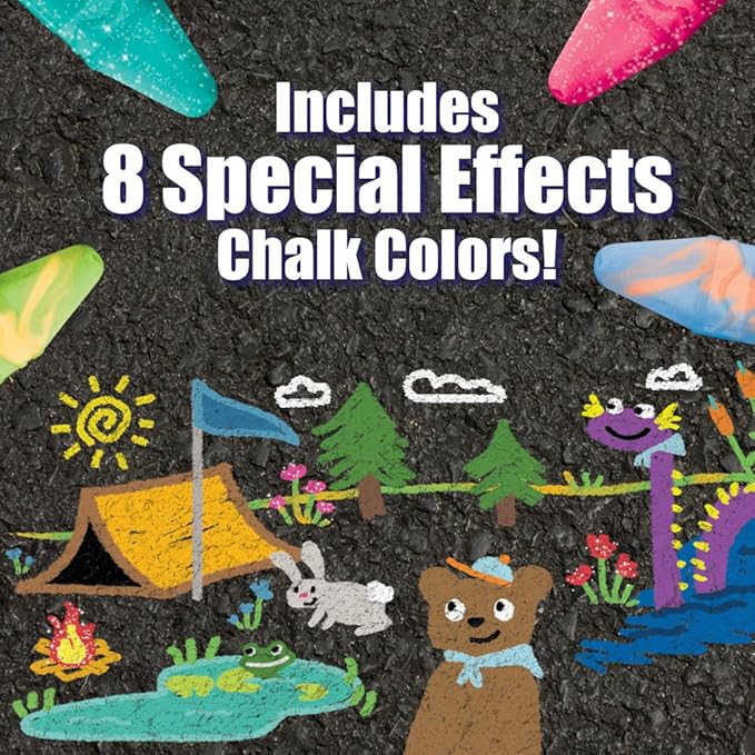 Crayola Ultimate Washable Chalk Collection (64ct), Bulk Outdoor Sidewalk Chalk for Kids, Anti-Roll Sticks, Recess Toys for Kids, Back to School Gifts