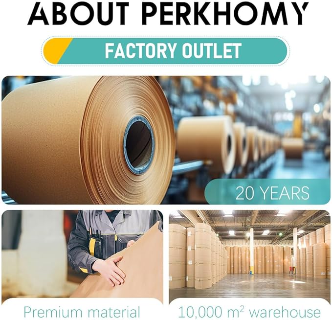 PerkHomy 36" x 2,400" (200') Brown Kraft Paper Roll for Craft Bulletin Board Paper Art Table Covering Crafting Gift Wrapping Bouquet Packing Parcel 70GSM 50LB (Brown, 36" x 200')