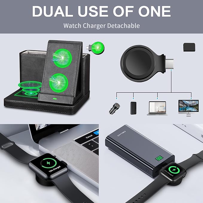 Desk Organizer with Phone Charger,Nightstand Desktop Organizer,Office Supplies Desk Accessories,Pen Holder Remote Control Holder,Black Leather Organizer With Charging Station (black)