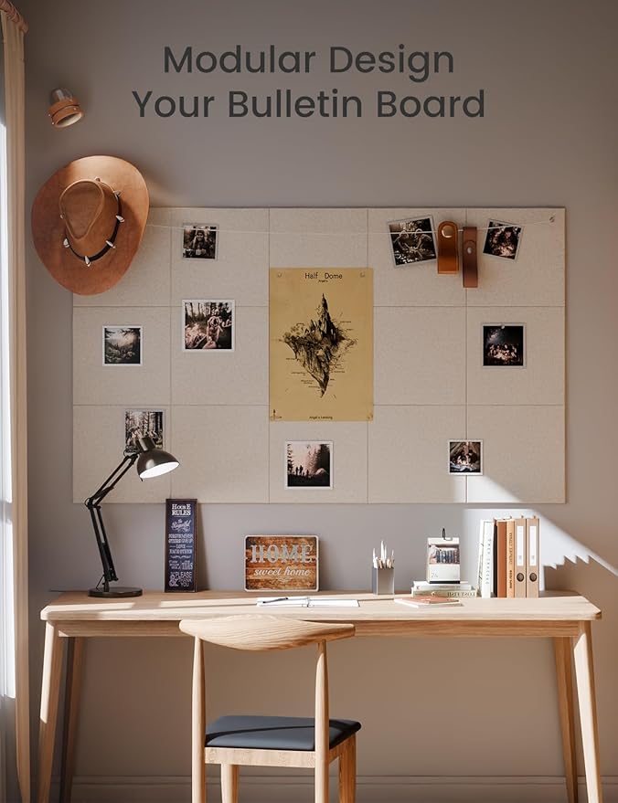 Large Felt Bulletin Board 36" x 24" Cork Board Alternative-6 Pack with 40 Safe Removable Adhesive Tabs, Cork Boards for Walls Cork Board for Home Office Classroom Pin Board - Oatmeal