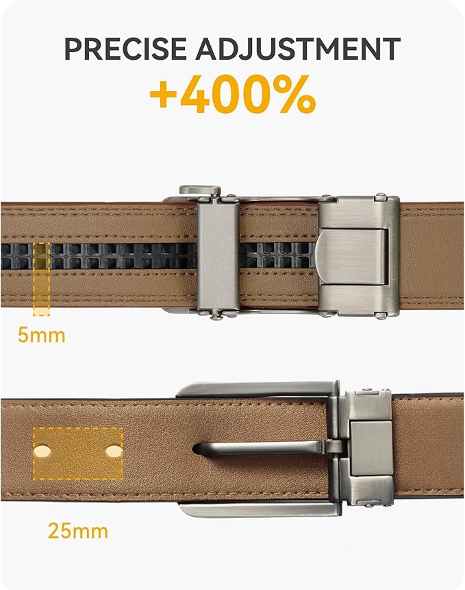 CHAOREN Mens Belt Leather Ratchet Belt - Customizable Fit, Effortless Style (35mm)