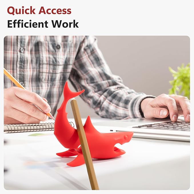 Li&Zhao Funny Pen Pencil Holder Stand for Desk - 3 PCS Desk Pen Holders Shark Pen Stand Cute Pen Holder for Desk Pen Display for Kids Desk Organizer Cute Office Decor