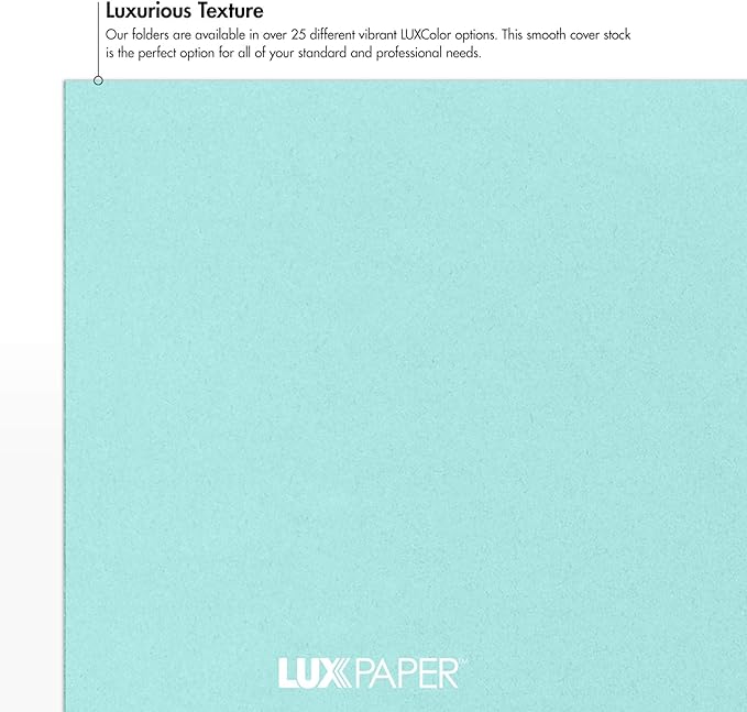LUXPaper 9" x 12" Presentation Folders | Two Pocket | Seafoam Blue | 100lb. Cover | 25 Qty
