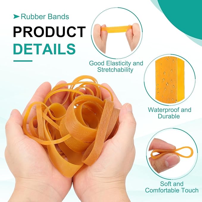 uxcell 180Pcs Rubber Bands, 7.87 x 0.18 Inch Elastic Stretchable Rubber Bands Home Office Supplies for File Folders Little Boxes Securing Trash Can, Yellow
