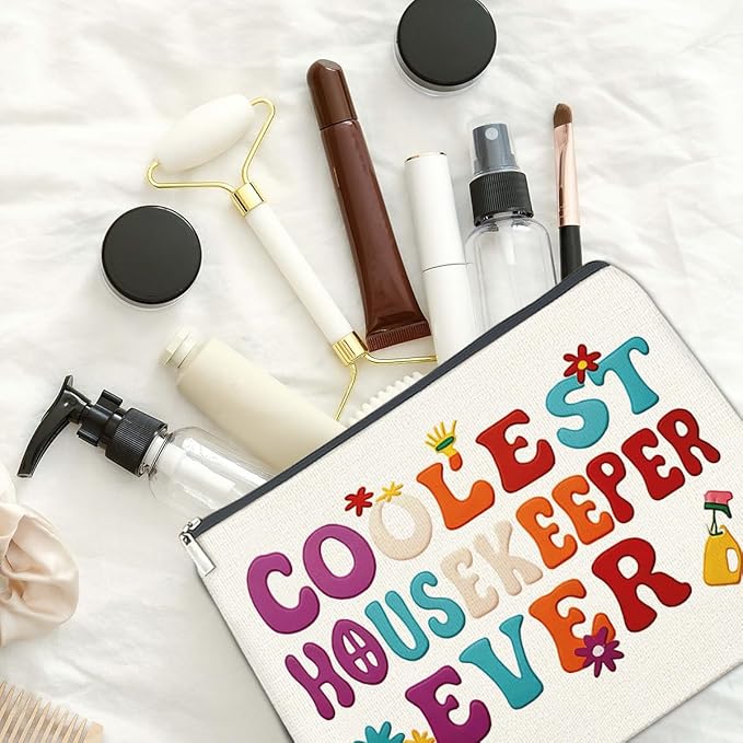 NGAEAK Coolest Housekeeper Ever Cosmetic Bag Housekeeper Gifts Zipper Makeup Pouch Small Makeup Bag