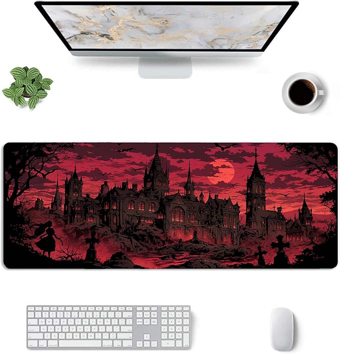 Gothic Desk Mat Large Gaming Mouse Pad Gothic Extended Mousepad Big in Laptop Computer Mouse Keyboard Mat for Office Desk Decor 31.5x12 in