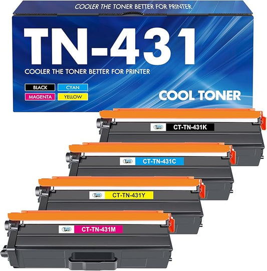 TN-431 TN431 Toner Cartridge Replacement for Brother TN431 TN 431 TN-431 TN431BK TN431C TN431M TN431Y for Brother MFCL8900CDW HLL8360CDW HLL8260CDW MFCL8610CDW HLL8360CDWT Printer Ink (BCYM, 4 Pack)