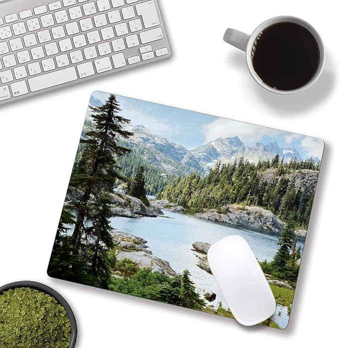 Hokafenle Mouse Pad, Natural Landscape Mouse Pad, Forest Waterfall Mousepad, Premium-Textured Square Waterproof Mouse Mat Non-Slip Rubber Base Mouse Pads for Office Laptop